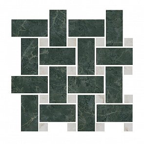 T038/SG6542 Серенада мозаичный зелёный лаппатированный 32x32x0,9 керам.декор купить в интернет магазине Artisan.ru