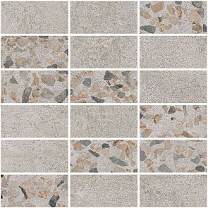 Vitra Beton-X Beton-Terrazzo Мозаичный микс Темный Лаппато R9 Ректификат 10x5 купить в интернет магазине Artisan.ru